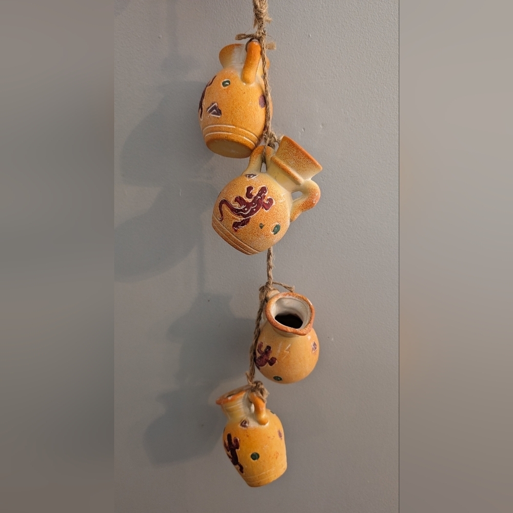 3 for $30 | Hand Painted Terracotta Hanging Jugs with Lizard Pattern - Picture 5 of 5